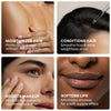 Four quadrants showing different skin care benefits with text descriptions of argan oil.