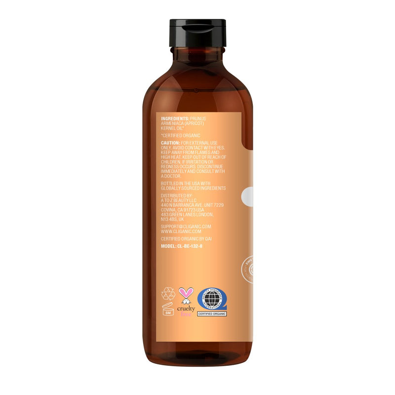 Organic Apricot Oil - Cliganic Skin & Hair Oils