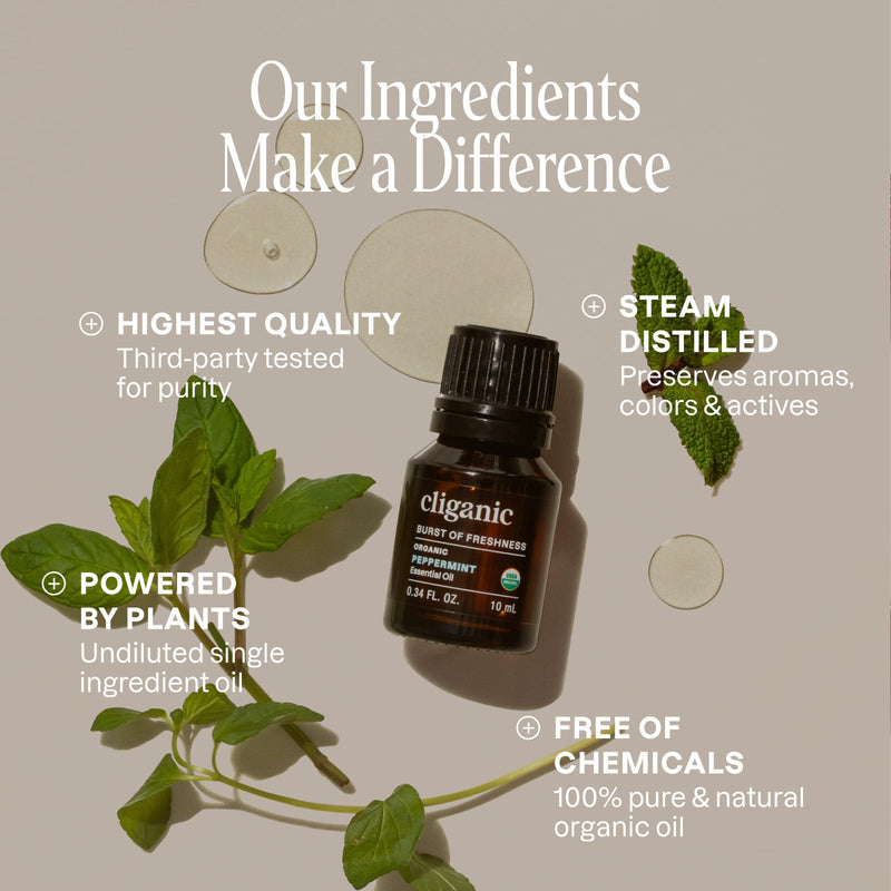 Organic Peppermint Essential Oil - Cliganic Essential Oil Singles