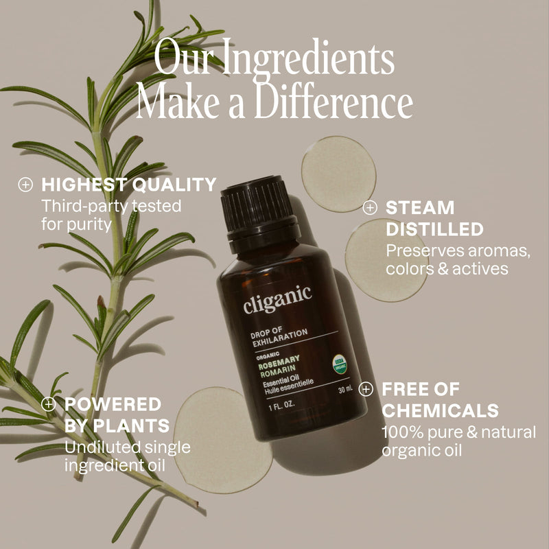 Organic Rosemary Essential Oil - Cliganic Essential Oil Singles