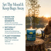 Buzz-Off mosquito repellent products shown beside a lake with natural outdoor mosquito protection messaging