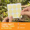 Buzz-Off mosquito repellent third-party tested and trusted formula shown with mosquito protection discs