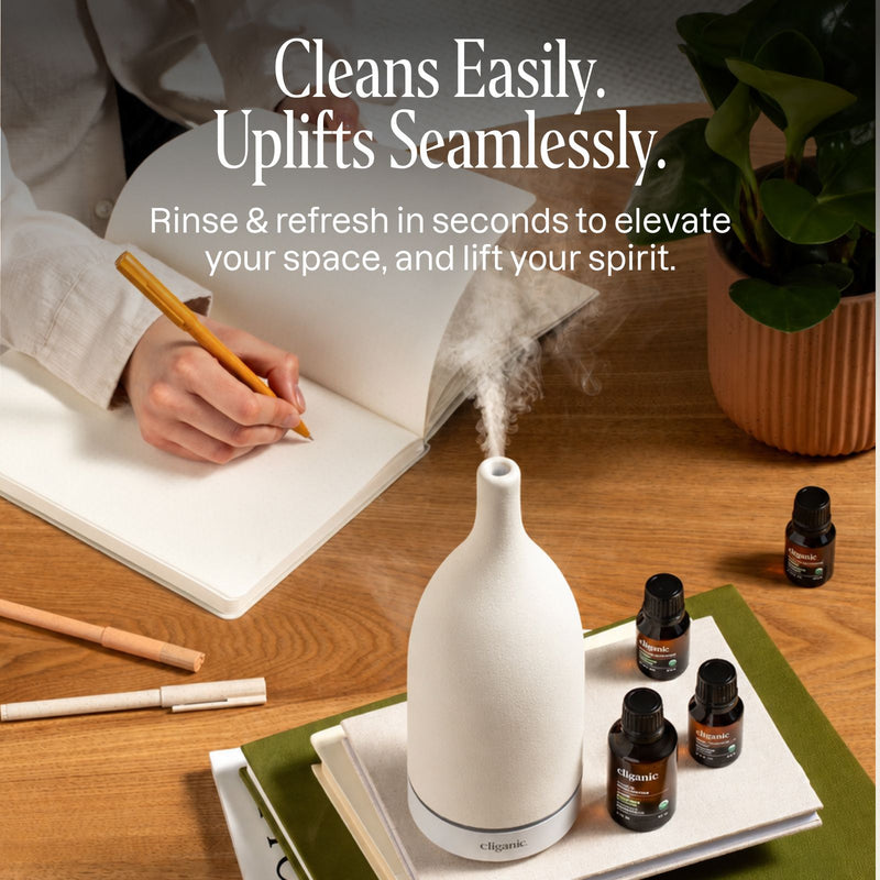 Ceramic aromatherapy diffuser with removable water tank for easy cleaning