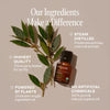 Laurel essential oil bottle with green leaves and text about natural, high-quality ingredients.