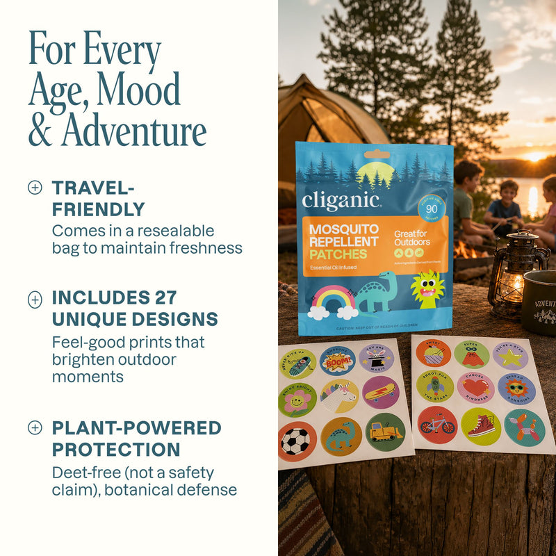 Cliganic Mosquito Repellent Patches - Positive Vibes 