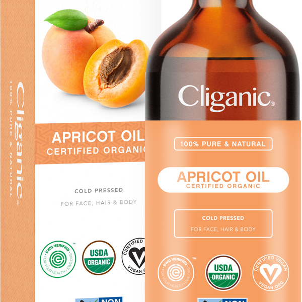 100% Pure Organic Apricot Oil  Apricot Oil for Hair, Skin & Nails Cliganic
