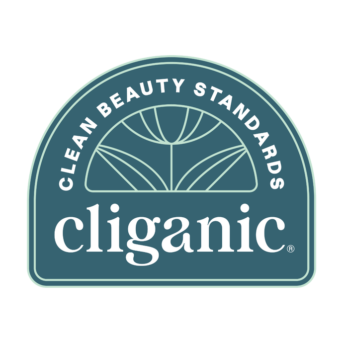 cliganic logo with 'Clean Beauty Standards' text on a white background