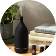 Ceramic aromatherapy diffuser in a cozy living room setting