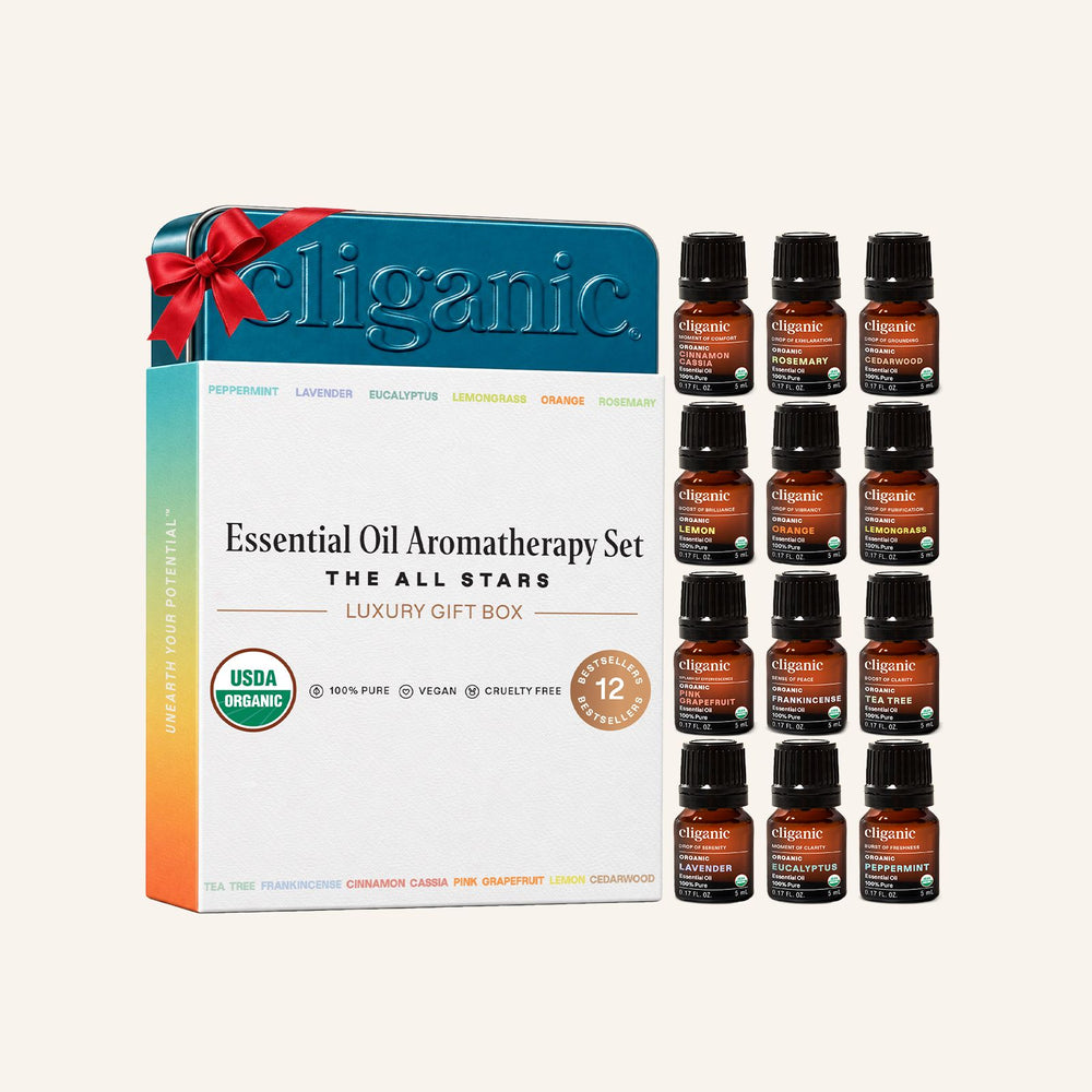Cliganic 12-bottle essential oil luxury gift box set with gift packaging