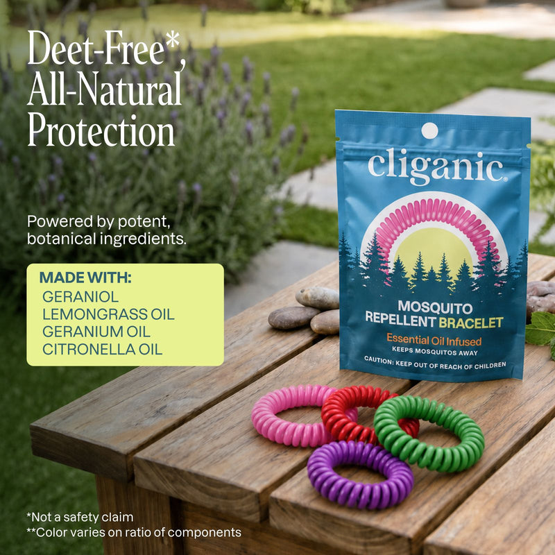 Cliganic mosquito repellents rainbow color made with potent ingredients for natural protection