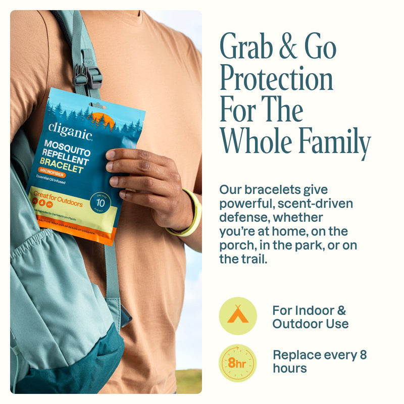 Cliganic mosquito repellent bracelets for kids and adults during camping, hiking, travel, and outdoor activities
