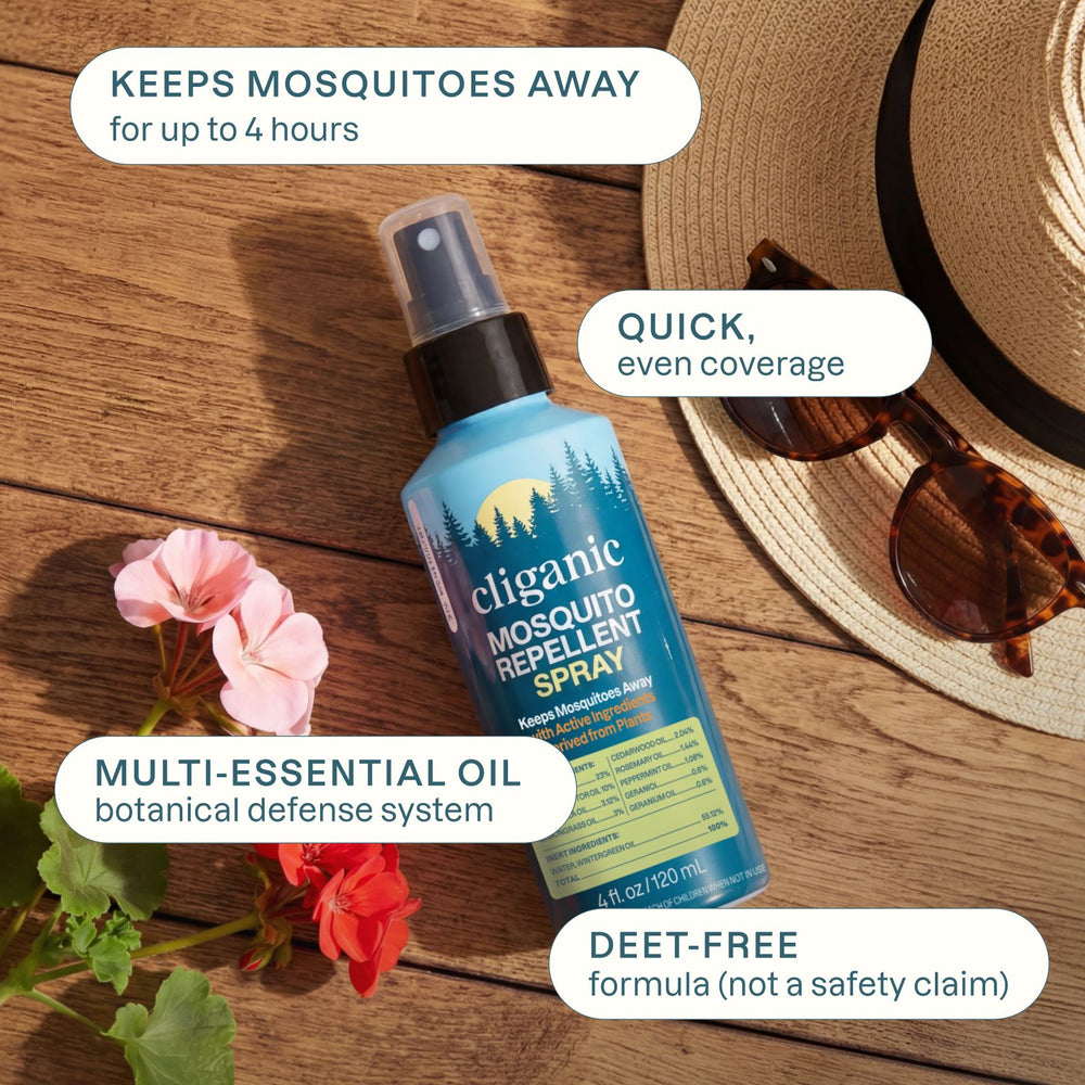 Cliganic mosquito repellent spray with essential oils for outdoor protection
