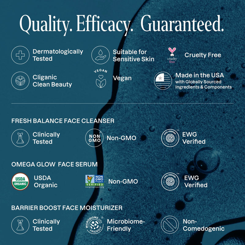 Quality and efficacy skincare benefits featuring effective ingredients and clean beauty standards