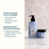 Cliganic Balance Duo cleanser and moisturizer displayed in a clean bathroom-inspired setting