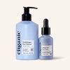 Cliganic Glow Duo facial cleanser and serum bottles featuring a gentle daily skincare routine