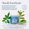 Clinically tested Cliganic Barrier Boost Face Moisturizer jar with botanical leaves, highlighting increased skin moisture after 28 days of regular use.