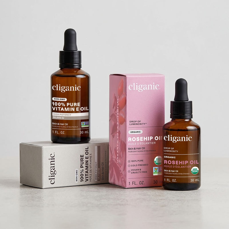 Age-Defying Essentials Duo - Cliganic Skin & Hair Oils