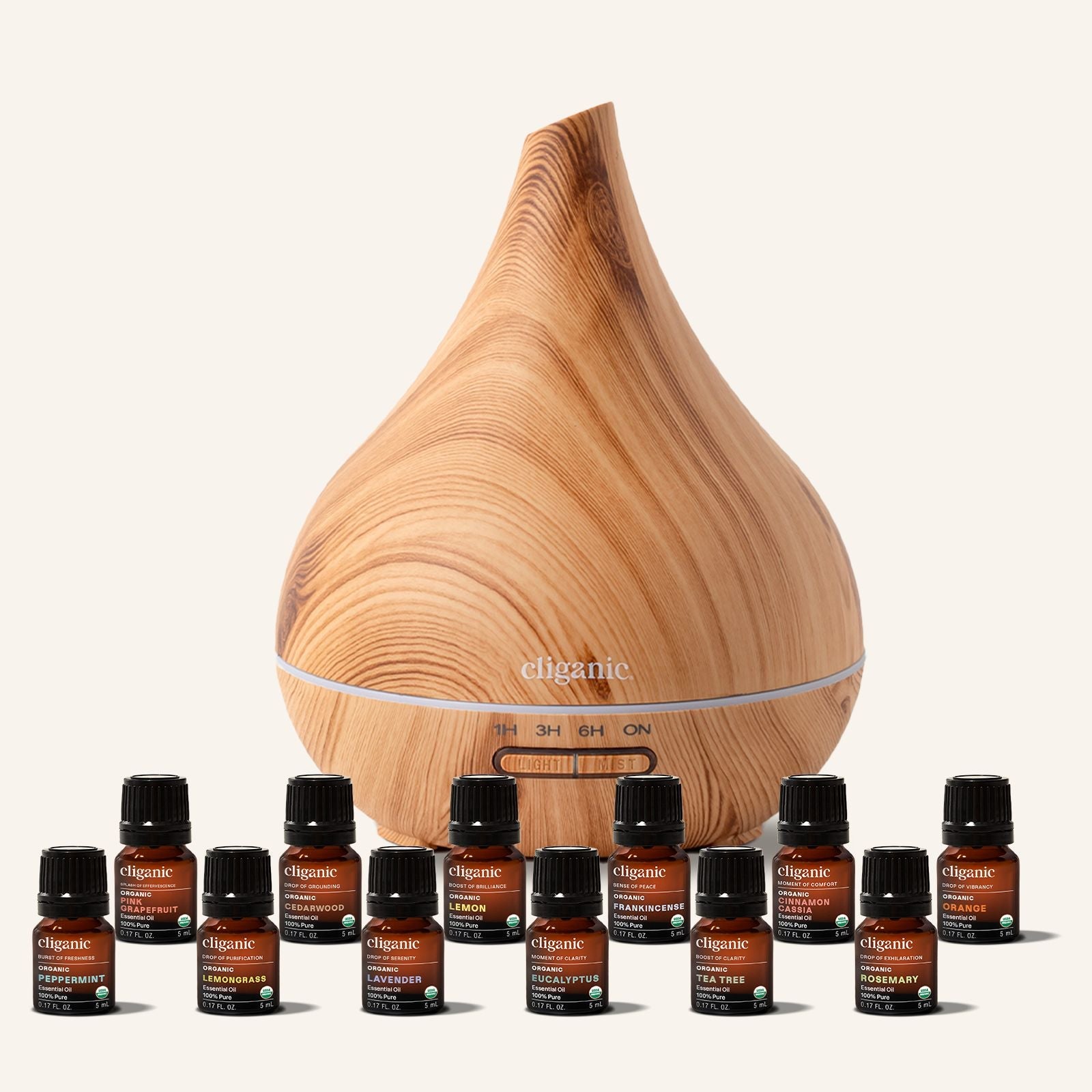 Full 12-Oil Essential Set Bundle + Diffuser for Wellness – Cliganic