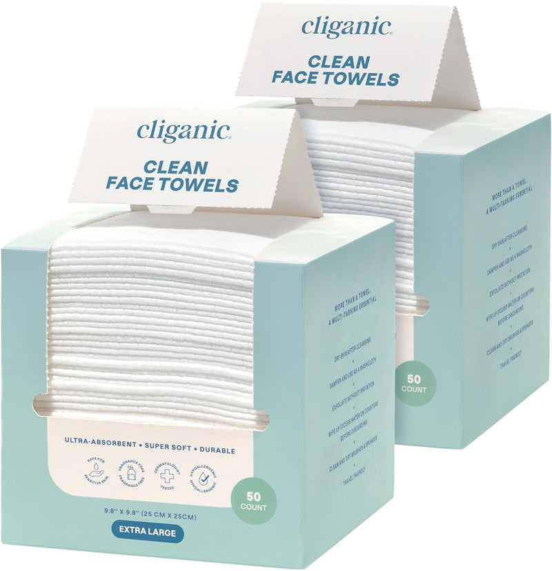 Clean Face Towels - Cliganic Cotton Products