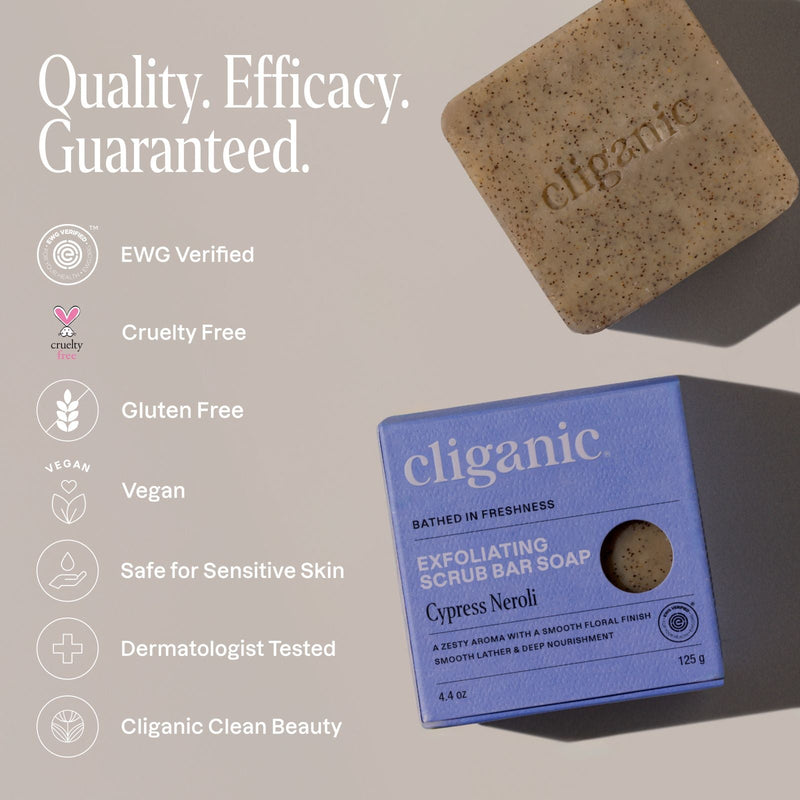 Exfoliating Scrub Bar Soap - Cypress Neroli - Cliganic