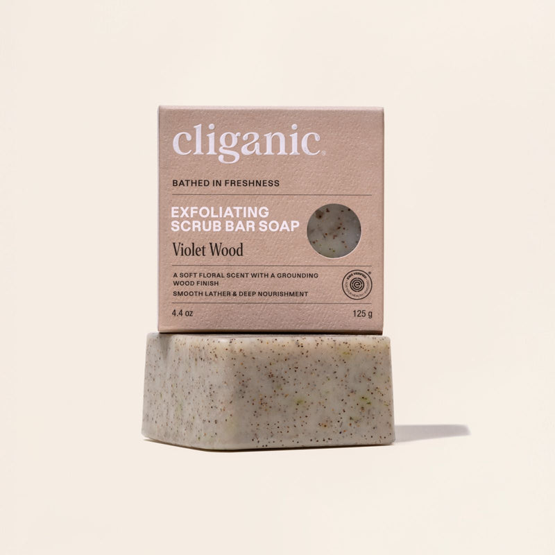 Exfoliating Scrub Bar Soap - Violet Wood - Cliganic