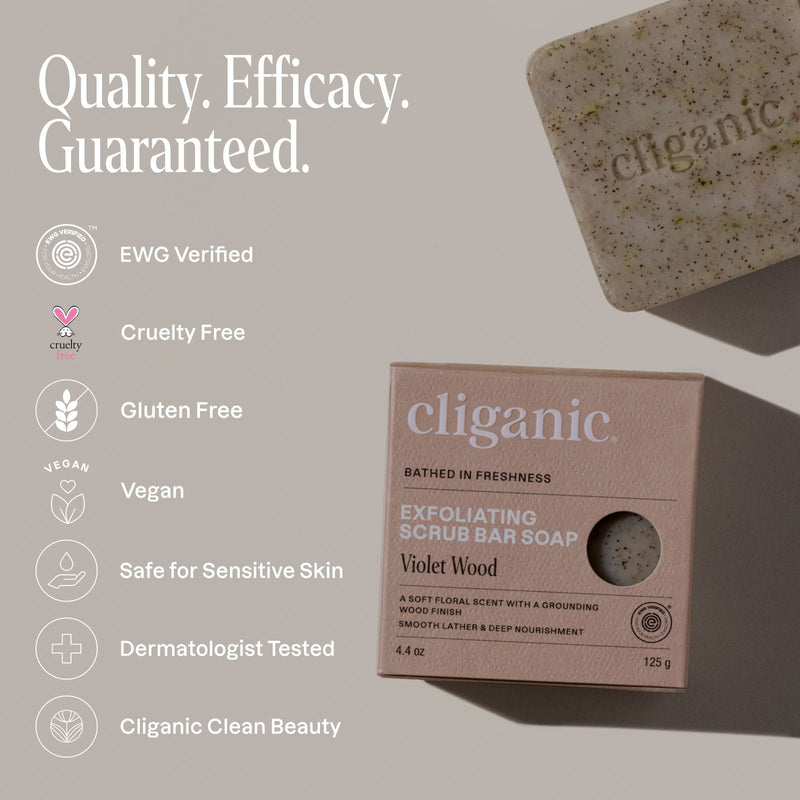 Exfoliating Scrub Bar Soap - Violet Wood - Cliganic