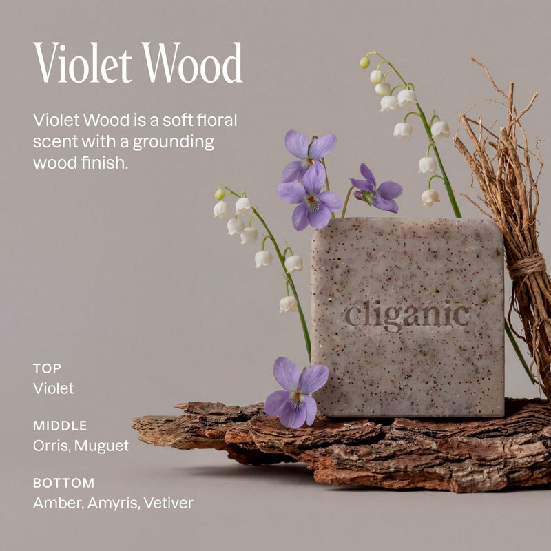 Exfoliating Scrub Bar Soap - Violet Wood - Cliganic