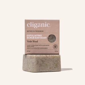 Exfoliating Scrub Bar Soap - Violet Wood - Cliganic Beauty
