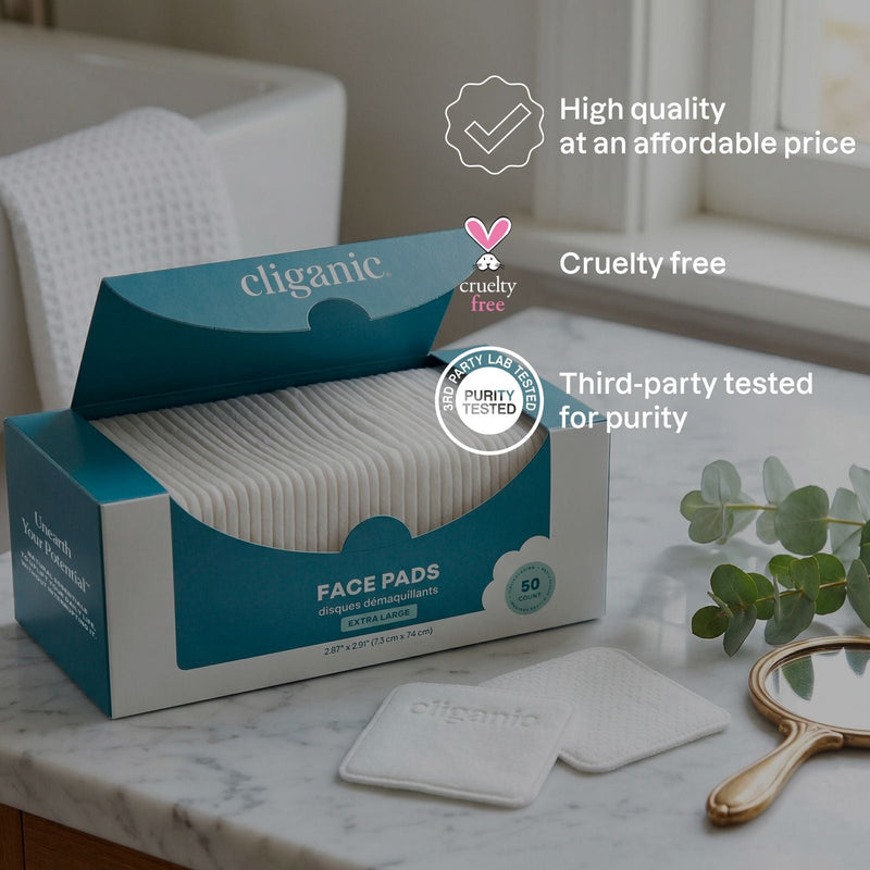 Extra Large Face Pads - Cliganic Cotton Products