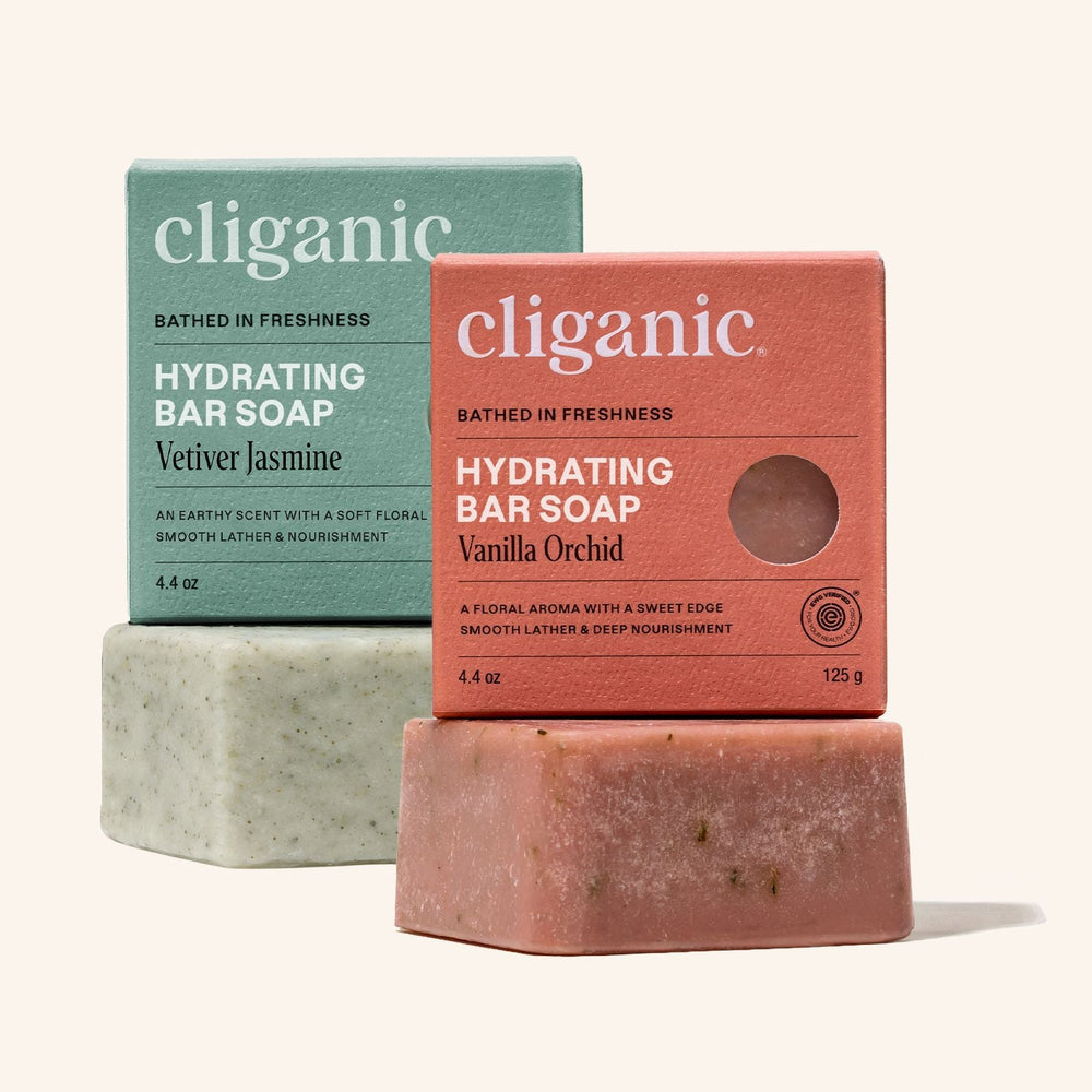 Hydrating Bar Soap Set - Vetiver Jasmin & Vanilla Orchid - Cliganic