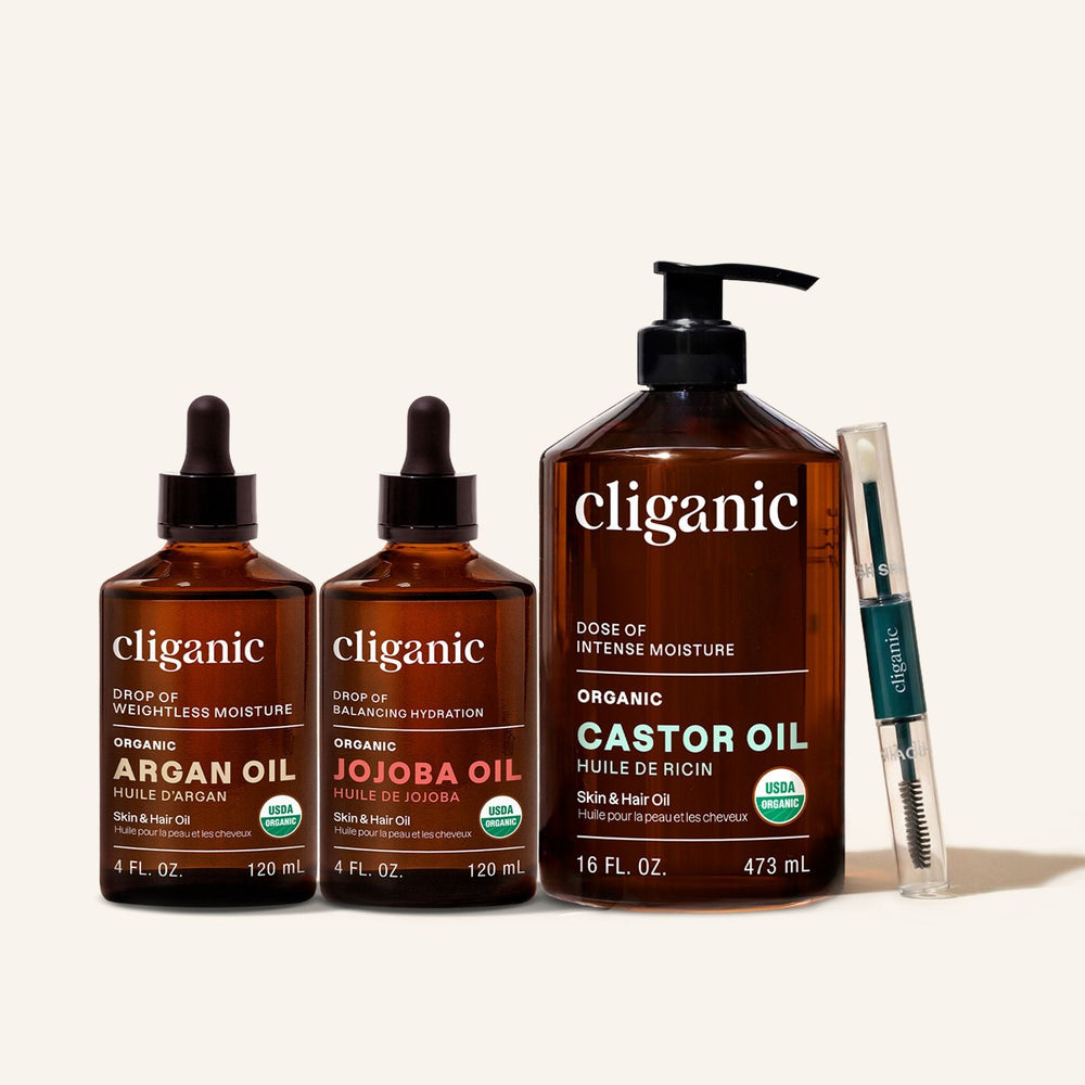 Jojoba, Argan & Castor Oil Starter Kit Trio - Cliganic Skin & Hair Oils
