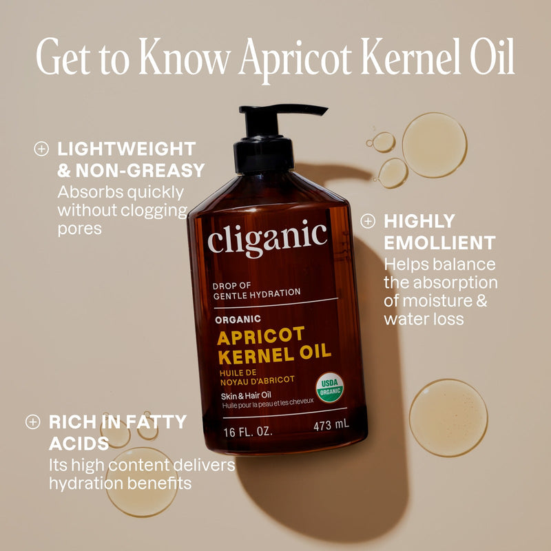 Organic Apricot Kernel Oil - Cliganic Skin & Hair Oils