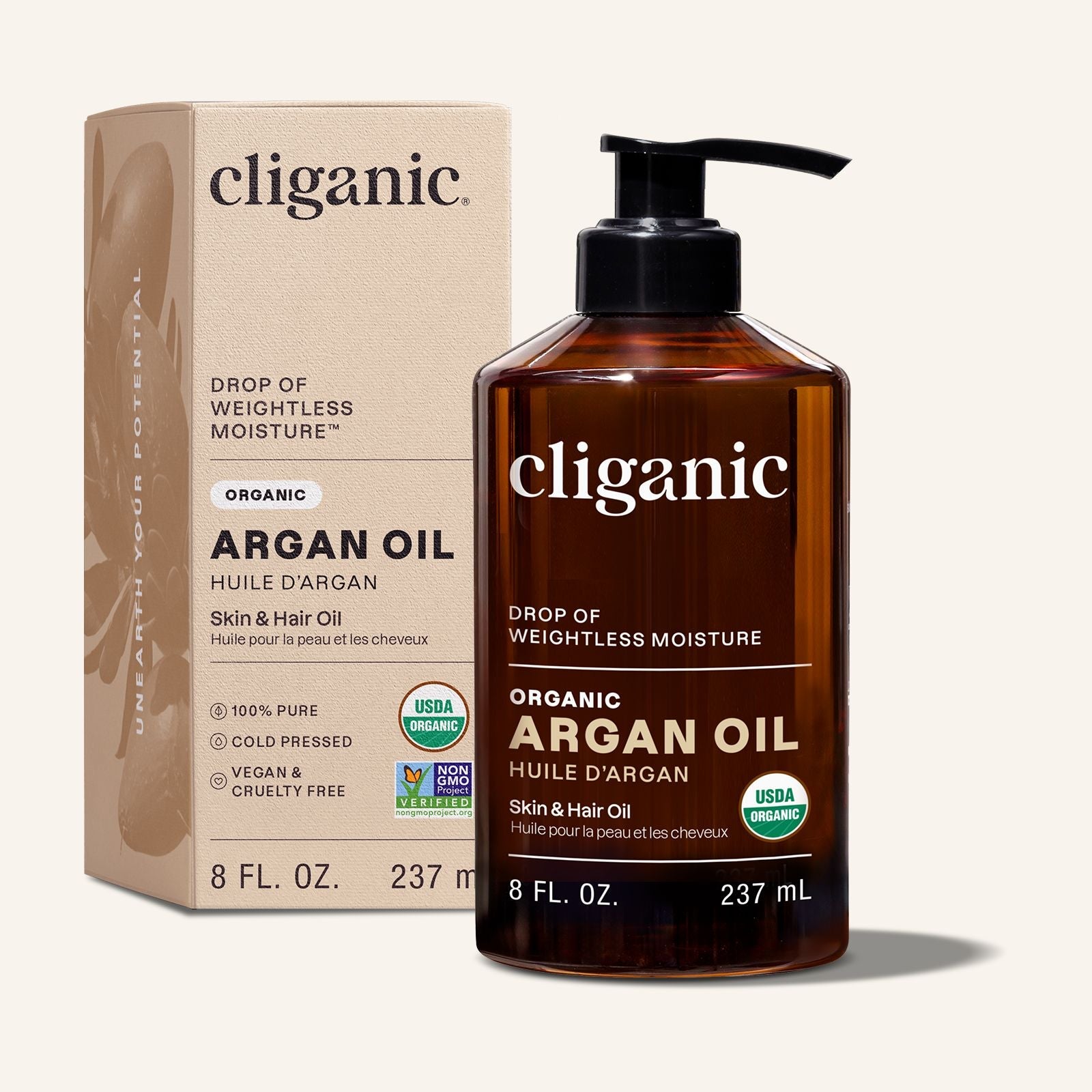 Organic Argan Oil for Hair, Skin & Nails | Cliganic