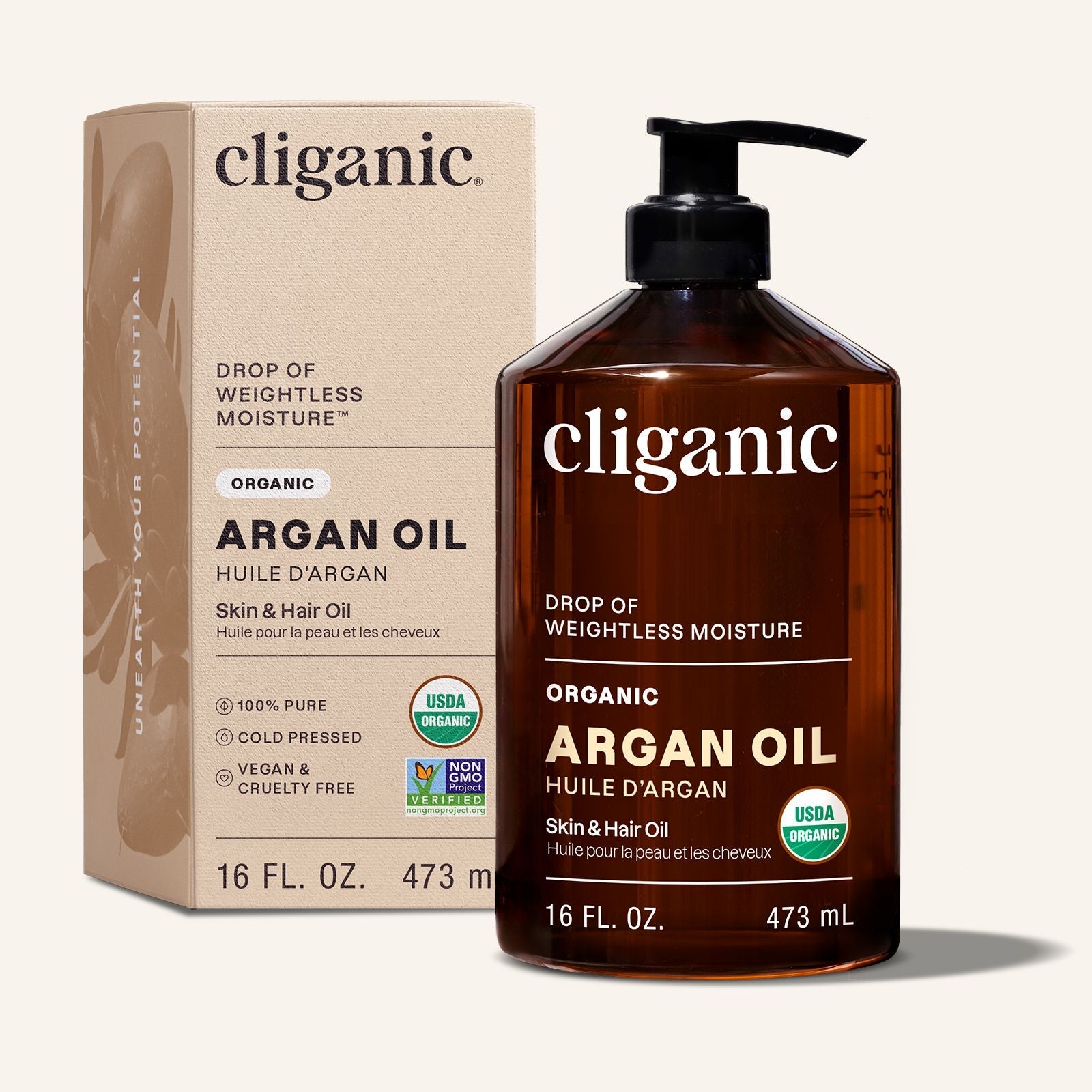 Organic Argan Oil for Hair, Skin & Nails | Cliganic