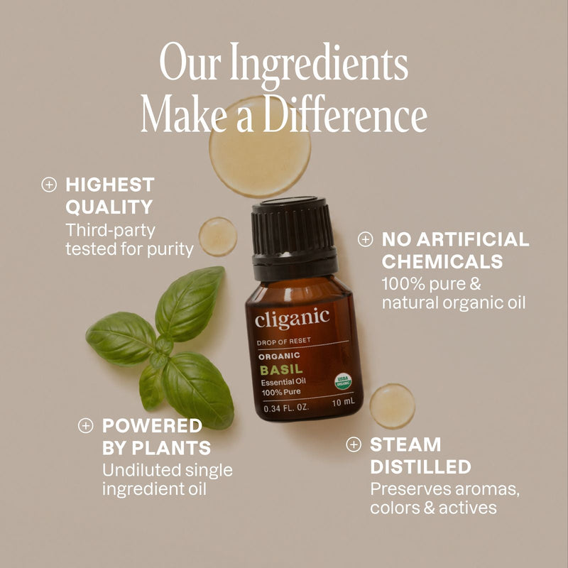 Organic Basil Essential Oil - Cliganic Essential Oil Singles