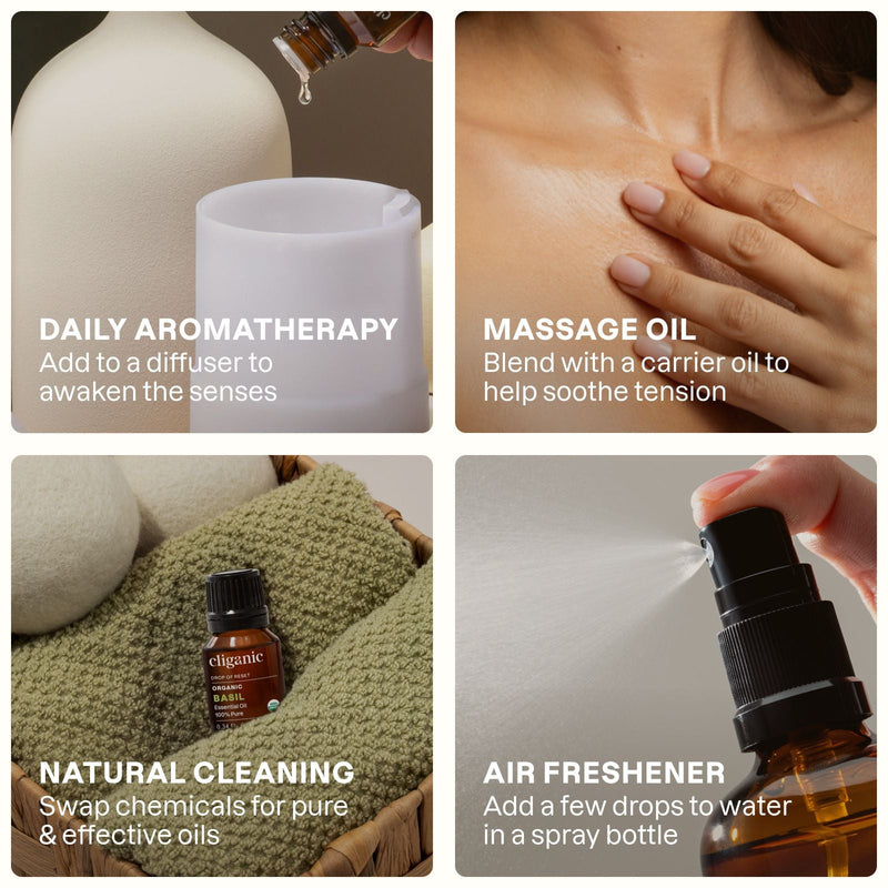 Organic Basil Essential Oil - Cliganic Essential Oil Singles
