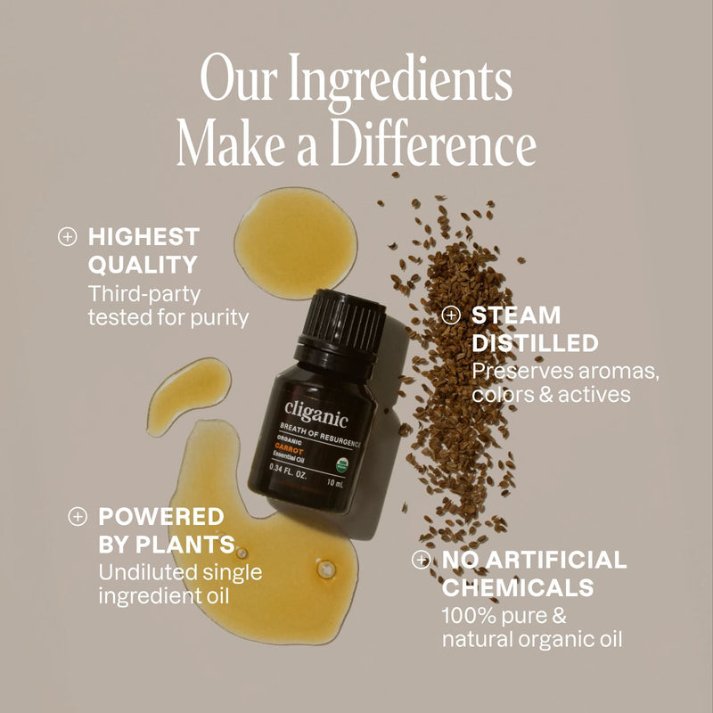Organic Carrot Seed Essential Oil - Cliganic Essential Oil Singles