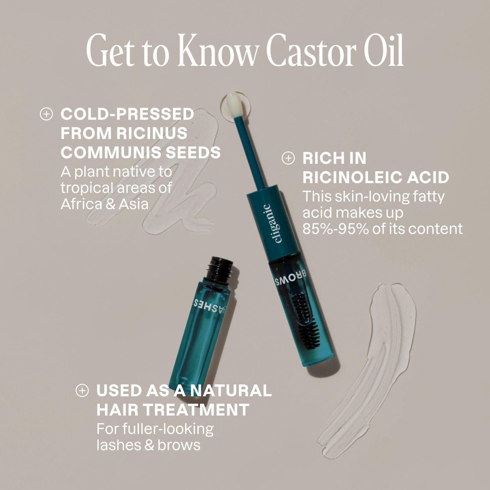 Castor Oil for Eyebrows & Lashes | Organic Wand Applicator – Cliganic