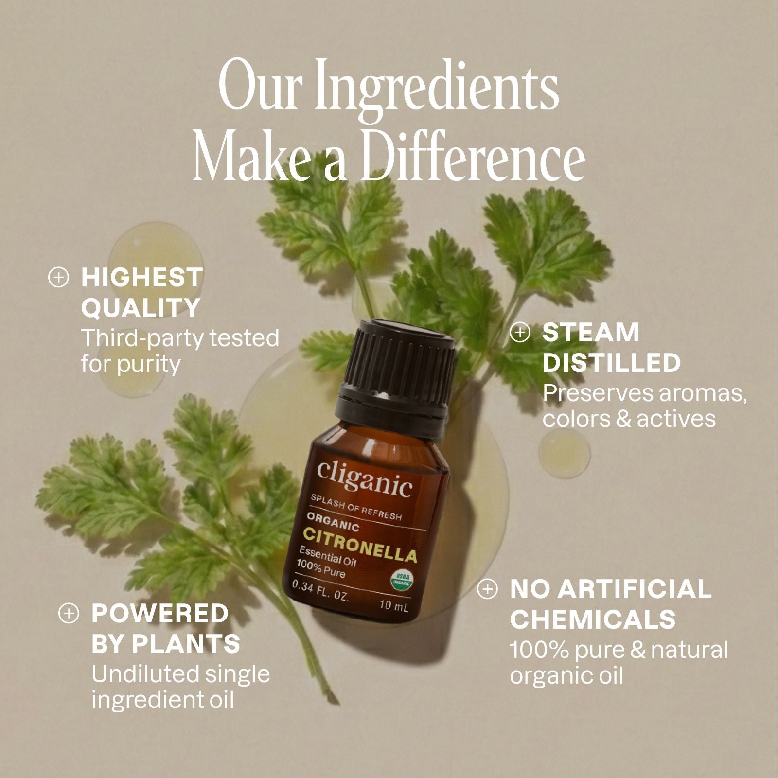 Organic Citronella Essential Oil | DEET-Free | Cliganic