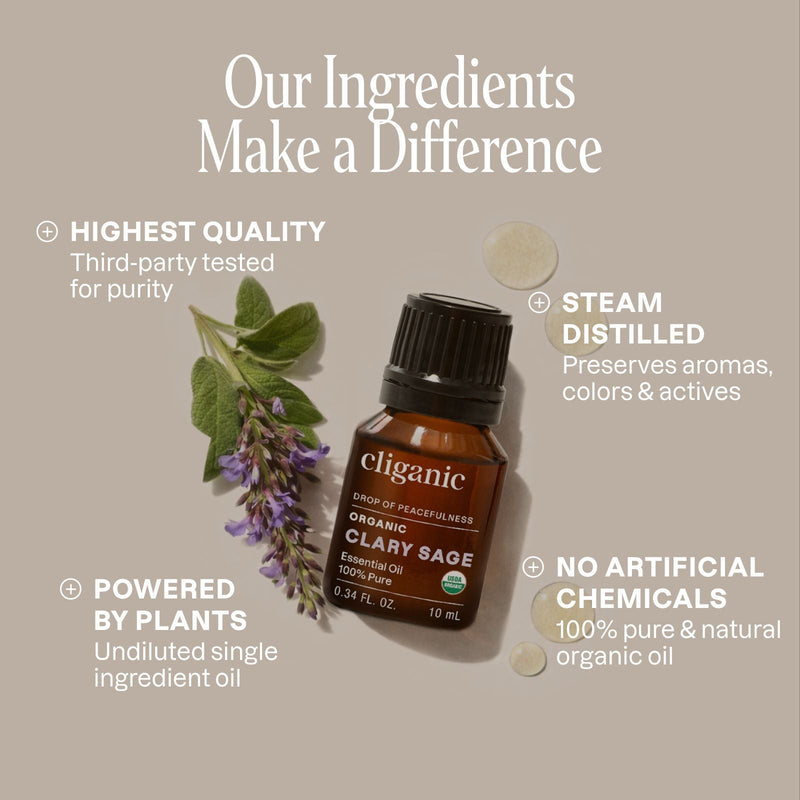 Organic Clary Sage - Cliganic Essential Oil Singles