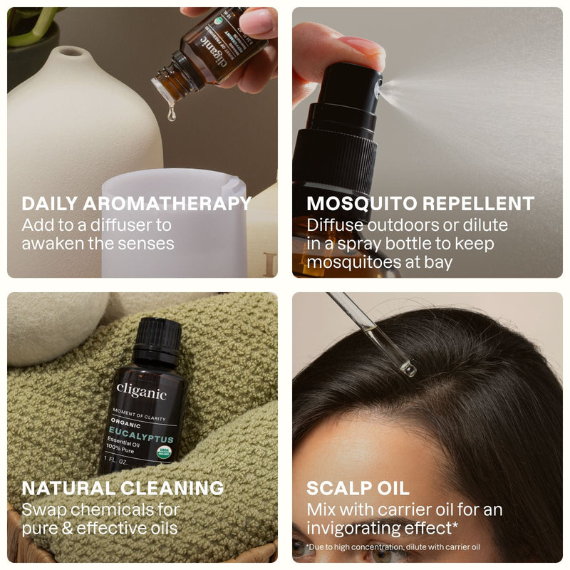 Organic Eucalyptus Essential Oil - Cliganic Essential Oil Singles