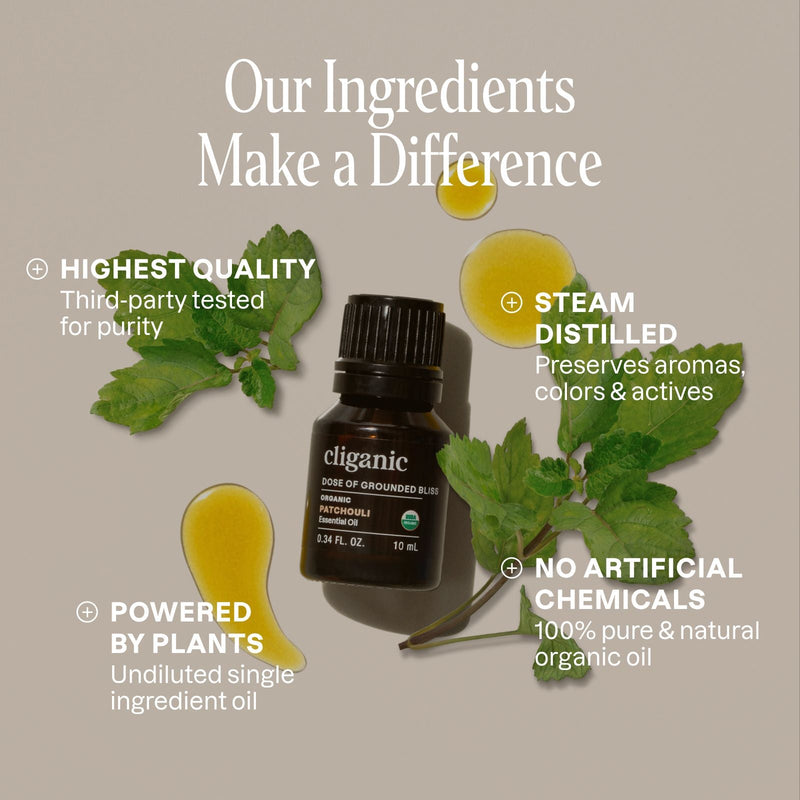 Organic Patchouli Essential Oil - Cliganic Essential Oil Singles