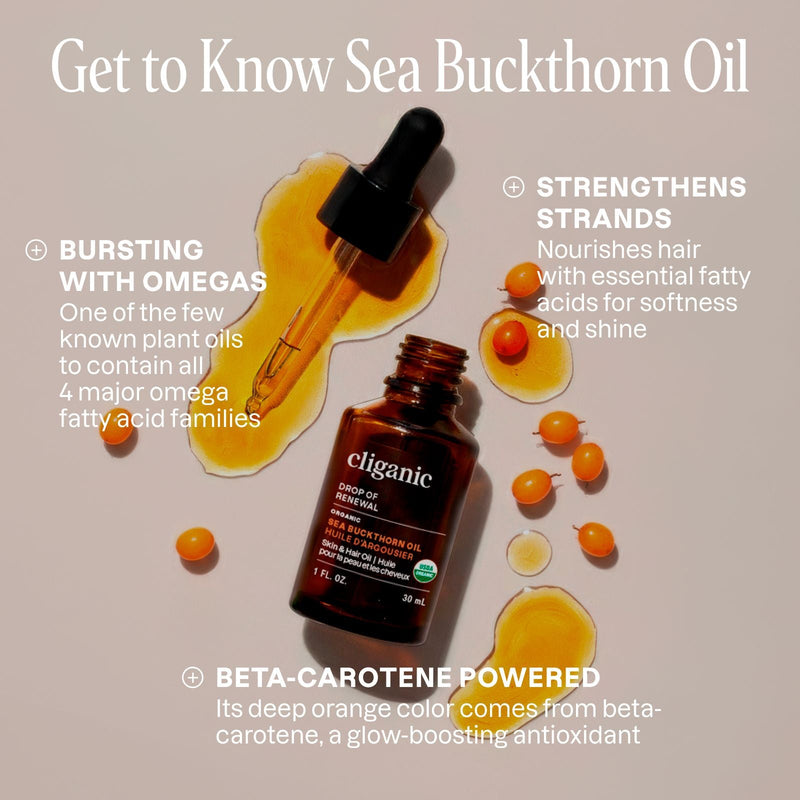 Organic Sea Buckthorn Oil - Cliganic Skin & Hair Oils
