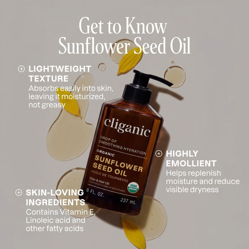 100% Pure Organic Sunflower Oil | For Hair, Skin & Nails  Cliganic