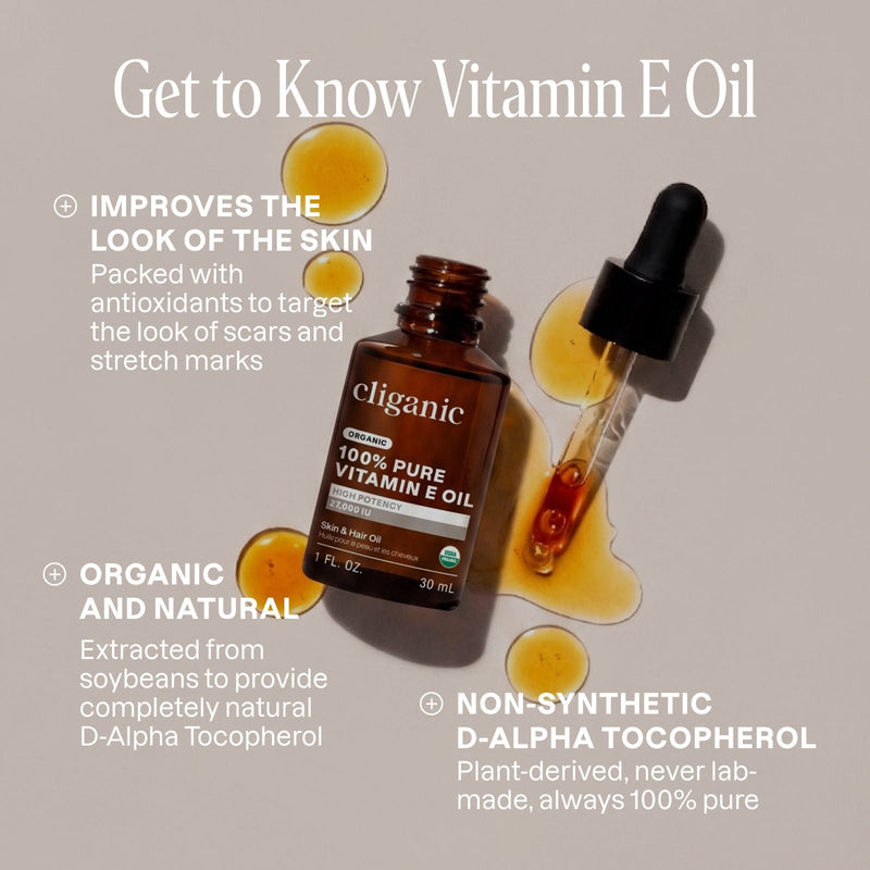 Pure & Organic Vitamin E Oil for Skin, Hair & Nails Cliganic Pure & Organic Vitamin E Oil for Skin, Hair & Nails Cliganic