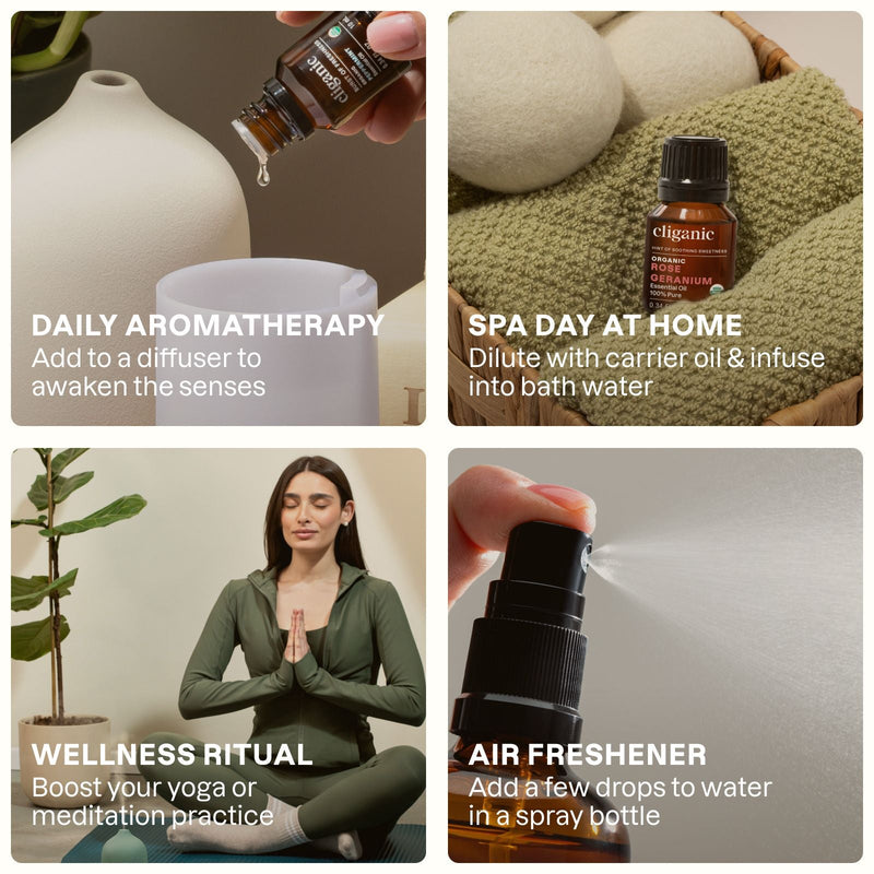 Rose Geranium Essential Oil - Cliganic Essential Oil Singles