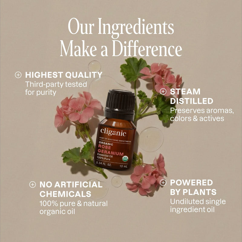 Rose Geranium Essential Oil - Cliganic Essential Oil Singles