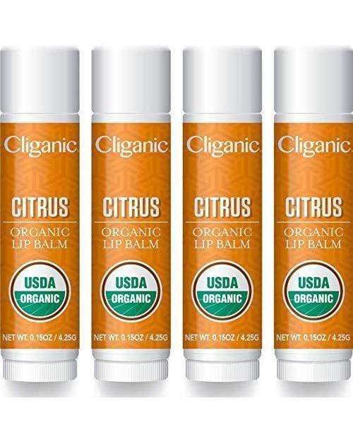 Cliganic Organic Lip Balm - Citrus (Pack of 4)