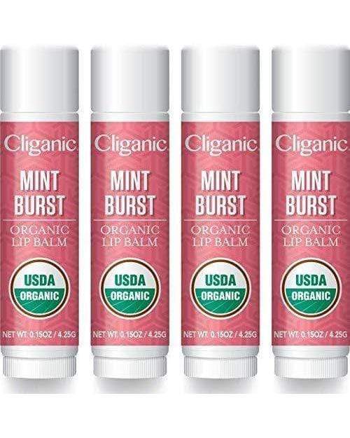 Cliganic Organic Lip Balm - Mint Burst (Pack of 4)
