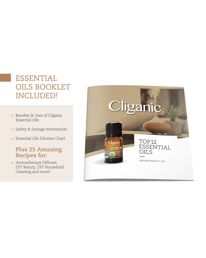 Cliganic Organic Aromatherapy Set (Top 12 Essential Oils) 5ml